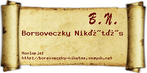 Borsoveczky Nikétás névjegykártya